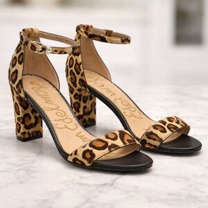 Leopard Print Ankle-Strap Block Heels - Women